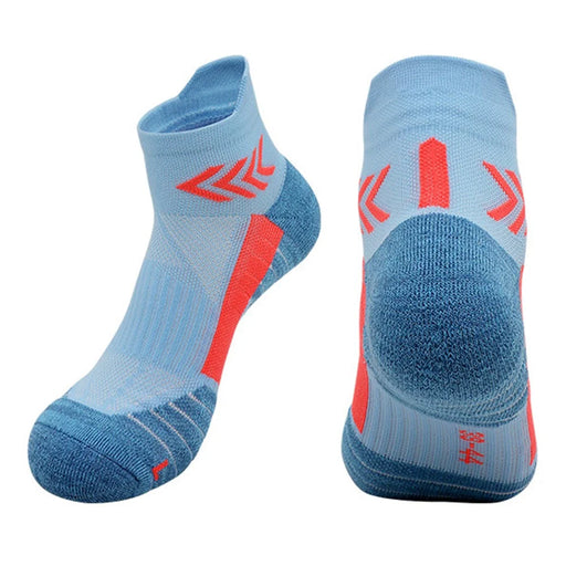 PORFIN JCB3009 1 Pair Breathable Low Cut Compression Running Socks for Men Women Marathon Cycling M Size 34-38 - Blue and Orange - 1