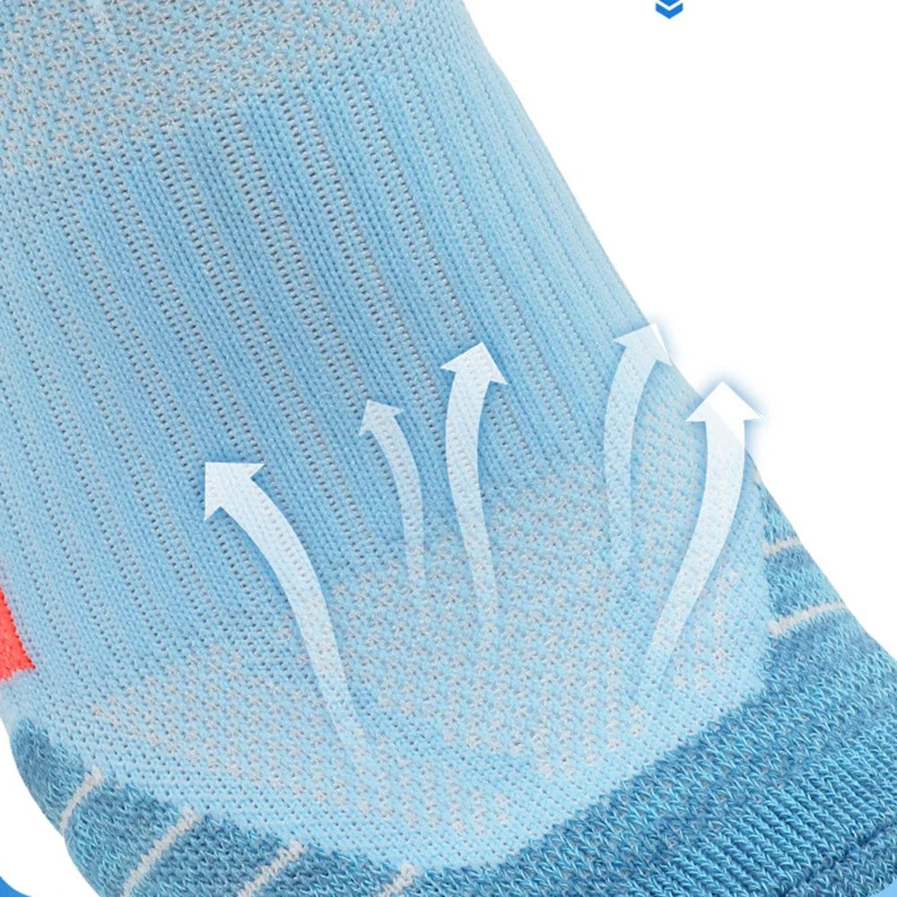 PORFIN JCB3009 1 Pair Breathable Low Cut Compression Running Socks for Men Women Marathon Cycling M Size 34-38 - Blue and Orange - 3