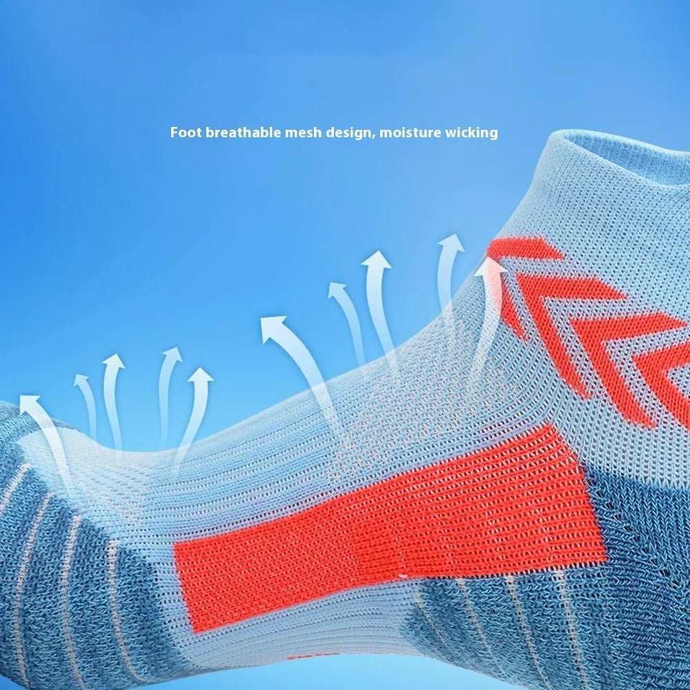 PORFIN JCB3009 1 Pair Breathable Low Cut Compression Running Socks for Men Women Marathon Cycling M Size 34-38 - Blue and Orange - 5