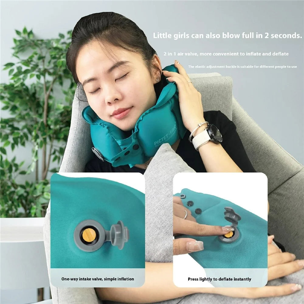 PICTET.FINO RH40 Inflatable Neck Pillow Travel-Friendly Portable Neck Pillow - Green - 3