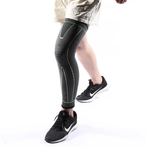 KYNCILOR AB048 1Pc Sports Fitness Basketball Knee Guard Knitted Elastic Running Cycling Anti-strain Knee Pad Sleeve Protector - Black/Green - 1