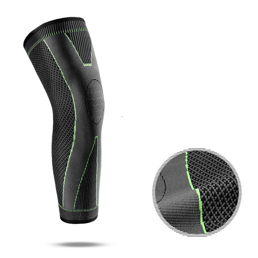 KYNCILOR AB048 1Pc Sports Fitness Basketball Knee Guard Knitted Elastic Running Cycling Anti-strain Knee Pad Sleeve Protector - Black/Green - 2