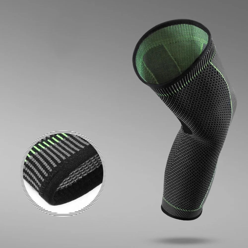 KYNCILOR AB048 1Pc Sports Fitness Basketball Knee Guard Knitted Elastic Running Cycling Anti-strain Knee Pad Sleeve Protector - Black/Green - 3