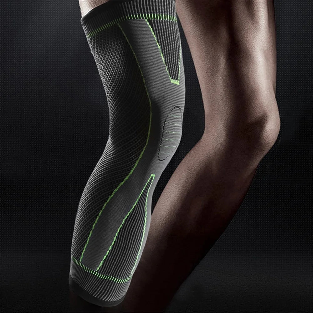 KYNCILOR AB048 1Pc Sports Fitness Basketball Knee Guard Knitted Elastic Running Cycling Anti-strain Knee Pad Sleeve Protector - Black/Green - 7