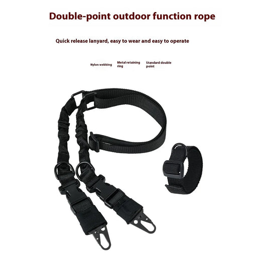 038-1 134-194cm Adjustable Outdoor Gun Sling Two Points Rifle Sling CS Tactical Strap - Black - 2