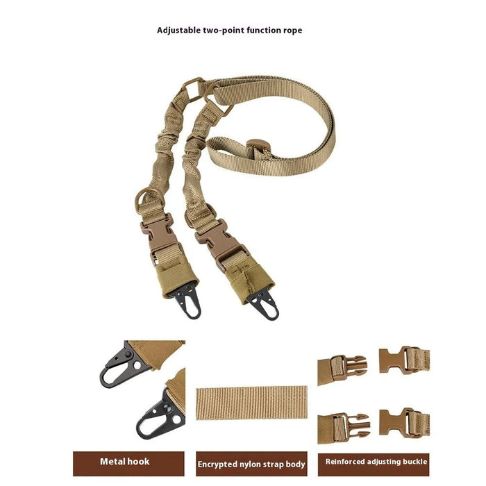038-1 134-194cm Adjustable Outdoor Gun Sling Two Points Rifle Sling CS Tactical Strap - Black - 4