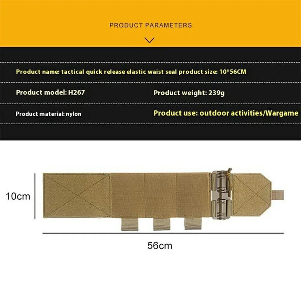 H267 Elastic Tactical Vest Cummerbund Quick Release Mounting Strap for JPC / CPC / LBT / LBX / FCPC - Khaki - 6