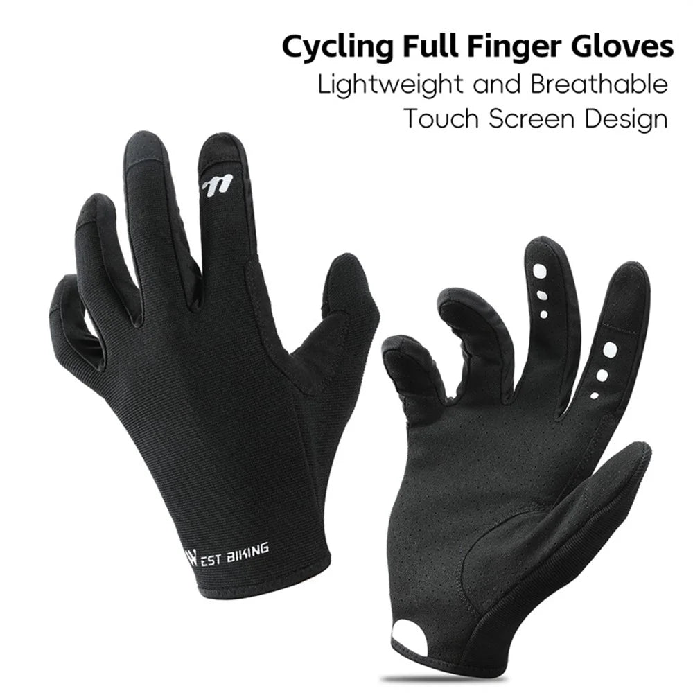 WEST BIKING YP0211260 1 Pair Outdoor Cycling Gloves Anti-Skid Breathable Touch Screen Full Finger Gloves - M - 3