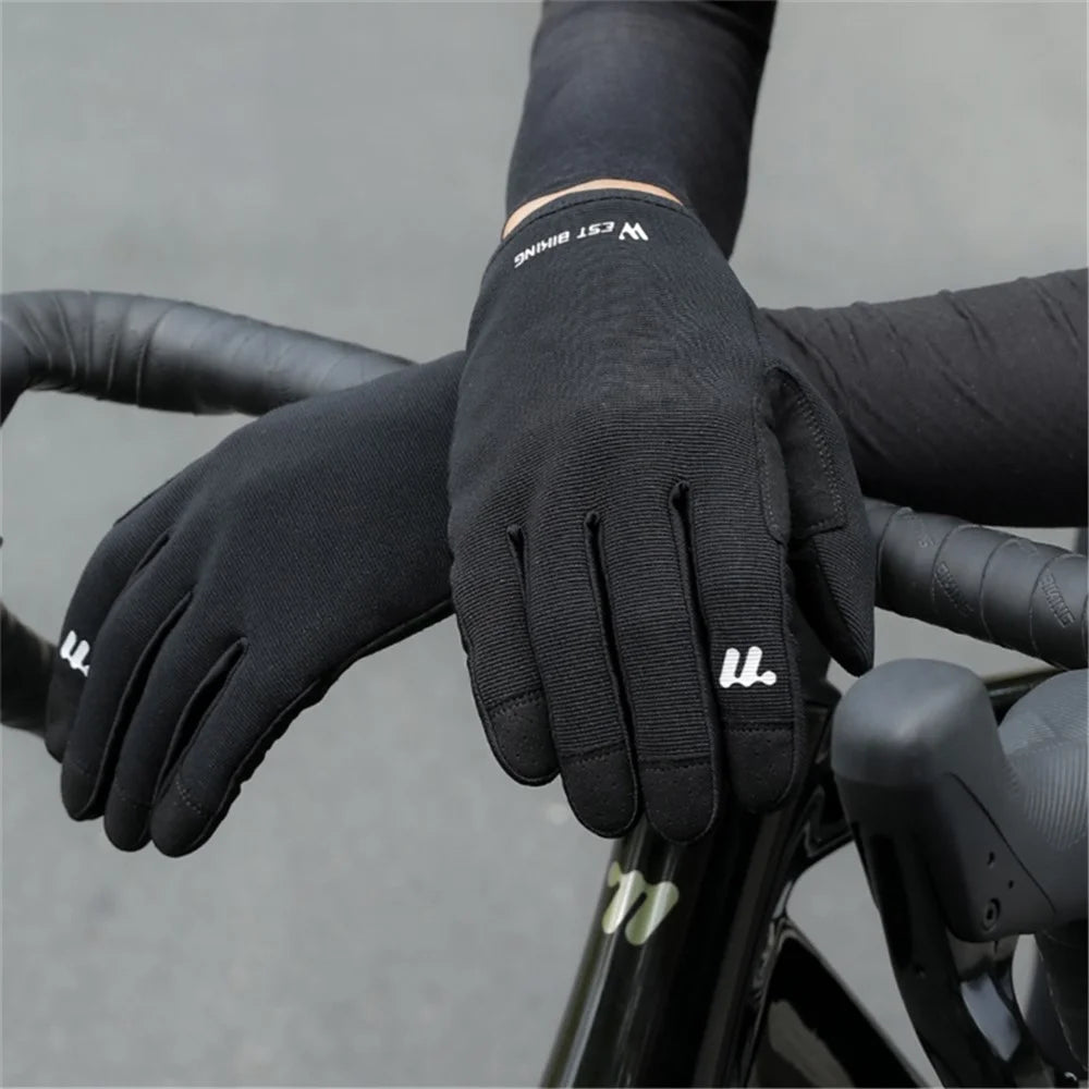 WEST BIKING YP0211260 1 Pair Outdoor Cycling Gloves Anti-Skid Breathable Touch Screen Full Finger Gloves - M - 7