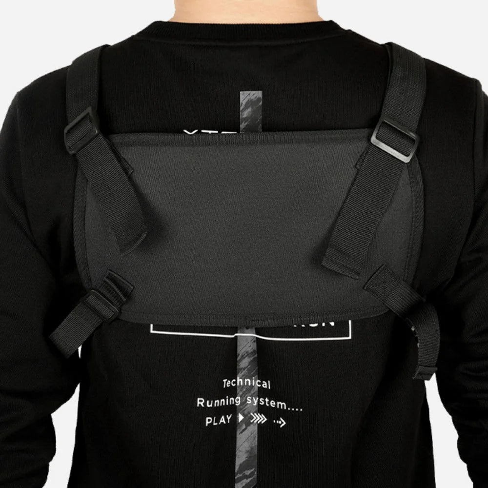 RZAHUAHU Waterproof Outdoor Bicycle Cycling Running Chest Bag 600D Oxford Cloth Tactical Vest Bag - Black - 6