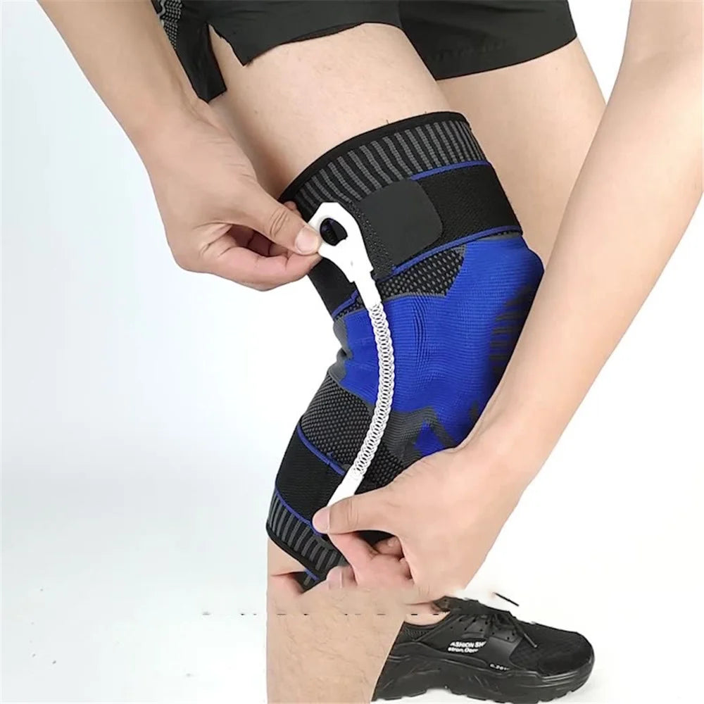 KYNCILOR ABO06 Athletics Knee Compression Sleeve Keep Warm Knee Support Knee Brace for Pain Relief, Fitness, Weightlifting, Hiking, Sports - Black / Blue//M - 4