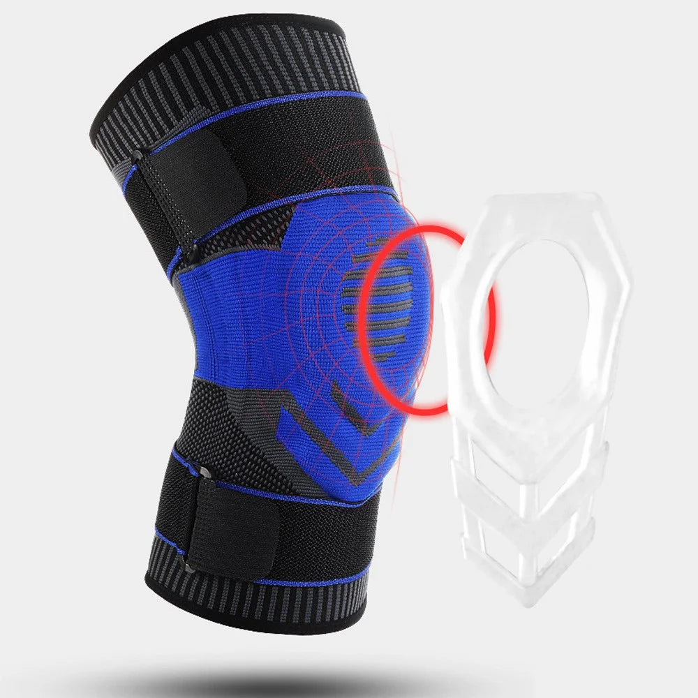 KYNCILOR ABO06 Athletics Knee Compression Sleeve Keep Warm Knee Support Knee Brace for Pain Relief, Fitness, Weightlifting, Hiking, Sports - Black / Blue//M - 6