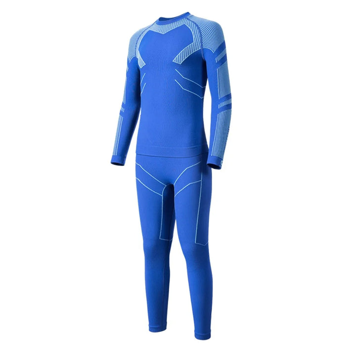 GOLOVEJOY SGY10 Children Outdoor Sports Skiing Seamless Warm Bottoming Suit Kids Ski Quick-Drying Top + Pants - Sapphire Blue S - 2