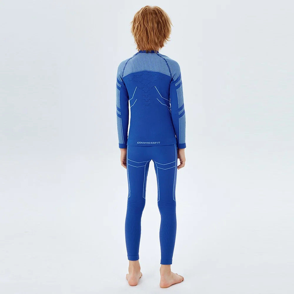 GOLOVEJOY SGY10 Children Outdoor Sports Skiing Seamless Warm Bottoming Suit Kids Ski Quick-Drying Top + Pants - Sapphire Blue S - 4