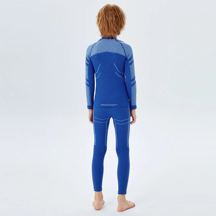 GOLOVEJOY SGY10 Children Outdoor Sports Skiing Seamless Warm Bottoming Suit Kids Ski Quick-Drying Top + Pants - Sapphire Blue S - 4