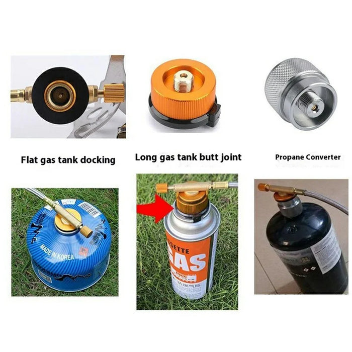Outdoor Camping Picnic BBQ Windproof Blue Flame Stove Gas Burner with Gas Tank Adapter - 3