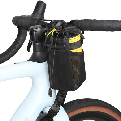 RHINOWALK Wilderness Series 1L Waterproof Nylon Thermal Insulated Water Bottle Bag Bike Stem Bag - Black+Yellow - 2