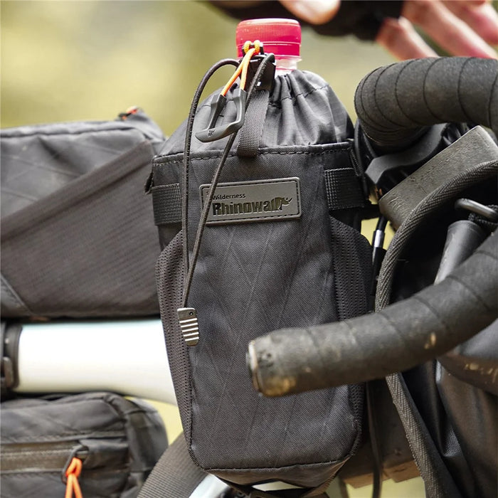 RHINOWALK Wilderness Series 1L Waterproof Nylon Thermal Insulated Water Bottle Bag Bike Stem Bag - Black+Yellow - 7