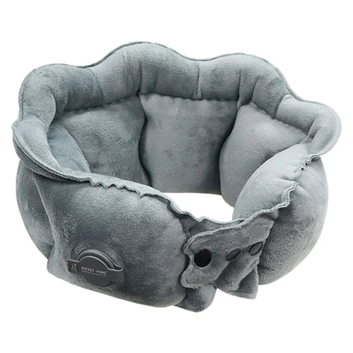 PICTET.FINO RH66 Crystal Velvet Inflatable Neck Pillow Travel-Friendly Portable Neck Pillow - Grey - 1