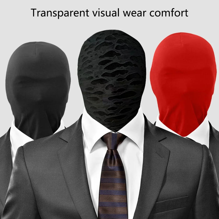 Breathable Ice Silk Full Face Mask for Cosplay and Halloween Costumes See-Through Mask - Black - 2