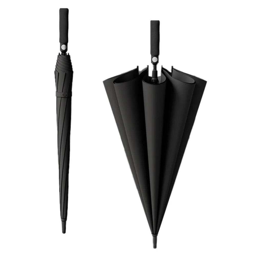 125cm Double Layer Automatic Umbrella Long Handle Umbrella with Sleeve - Black - 1