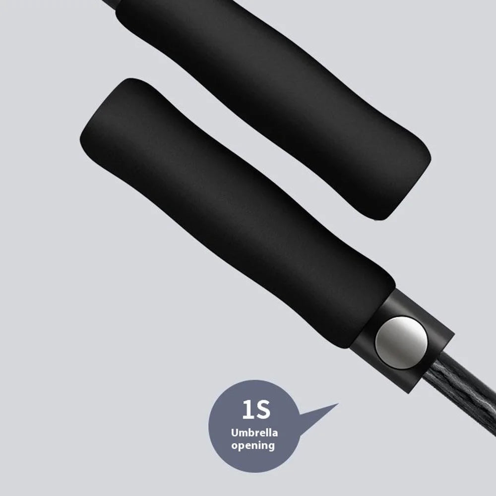 125cm Double Layer Automatic Umbrella Long Handle Umbrella with Sleeve - Black - 5
