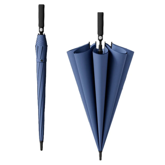 135cm Double Layer Automatic Umbrella Long Handle Umbrella with Sleeve - Blue - 1