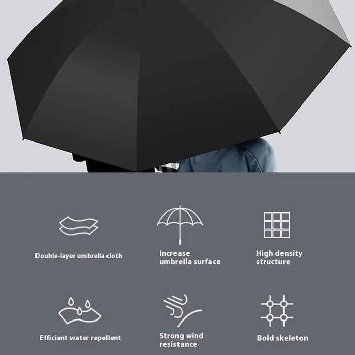 150cm Double Layer Automatic Umbrella Long Handle Umbrella with Sleeve - Black+Red - 2