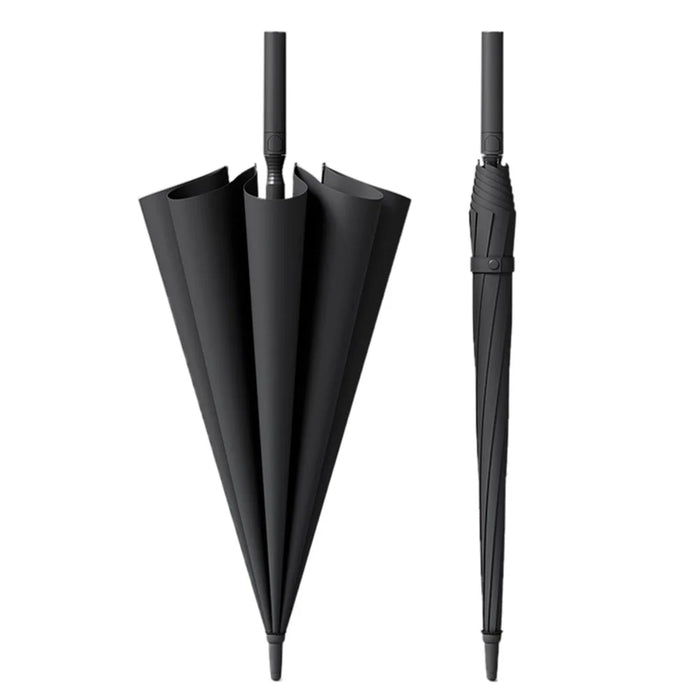 107cm Automatic Long Umbrella 8 Ribs Frosted Handle Umbrella with Sleeve - Black - 1
