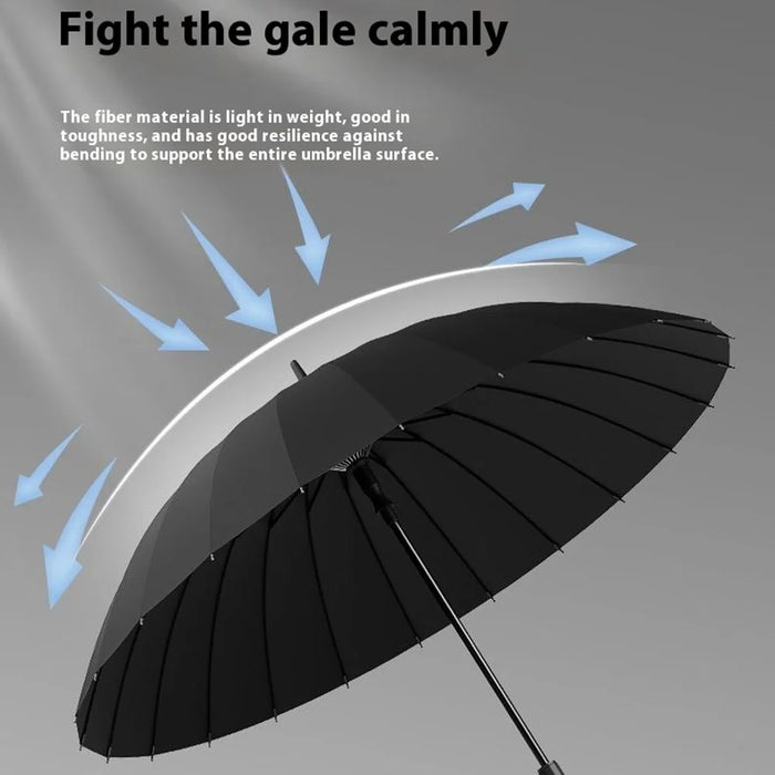 107cm Automatic Long Umbrella 8 Ribs Frosted Handle Umbrella with Sleeve - Black - 3