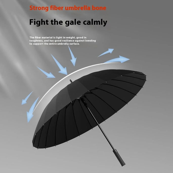 110cm 16 Ribs Semi-Automatic Long Umbrella Frosted Handle Umbrella with Sleeve - Black - 2