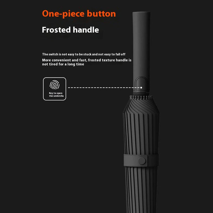 110cm 16 Ribs Semi-Automatic Long Umbrella Frosted Handle Umbrella with Sleeve - Black - 4