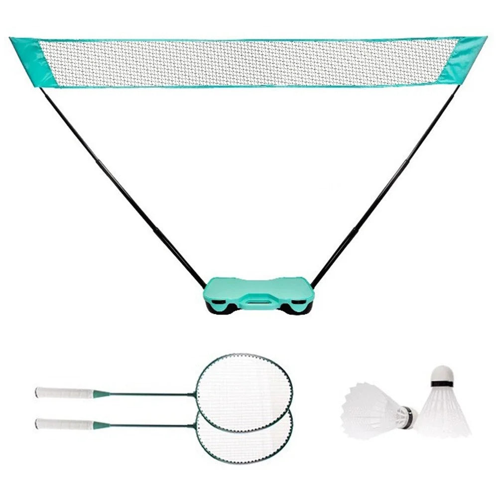 Portable Badminton Net Stand Storage Case with 2 Rackets 2 Shuttlecocks - 1