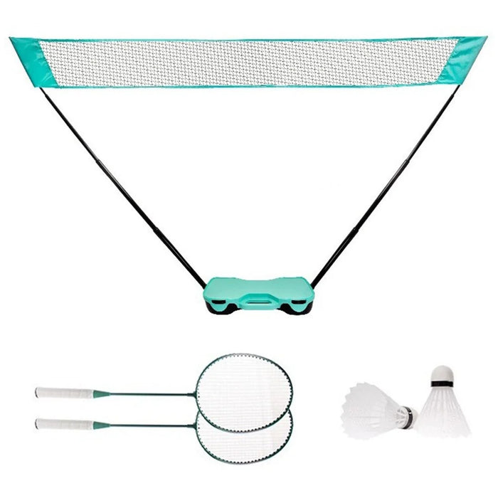 Portable Badminton Net Stand Storage Case with 2 Rackets 2 Shuttlecocks - 1