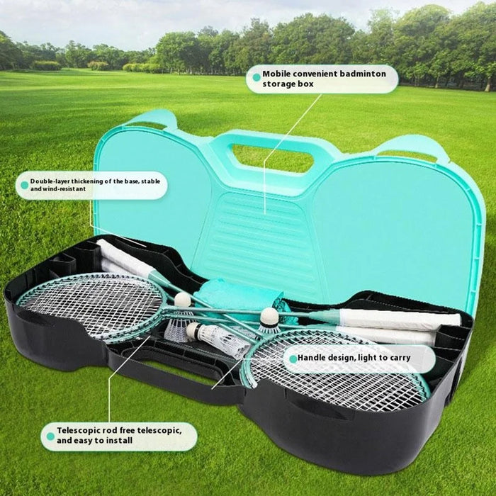 Portable Badminton Net Stand Storage Case with 2 Rackets 2 Shuttlecocks - 7