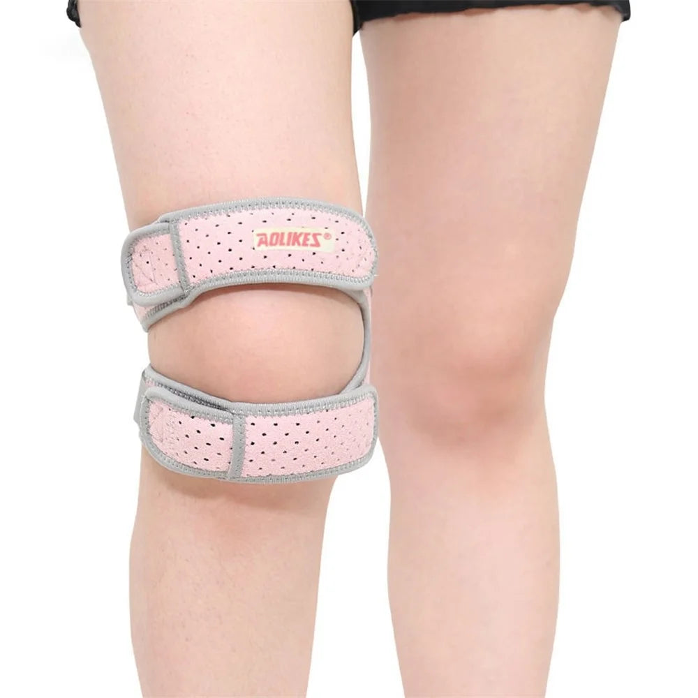 AOLIKES HX-7928 1PC Patella Knee Strap Adjustable Running Hiking Knee Brace Silicone Insert Knee Stabilizer for Men and Women to Prevent Knee Joint Pain - Pink - 1