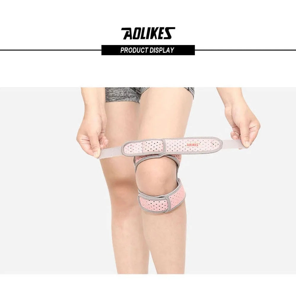AOLIKES HX-7928 1PC Patella Knee Strap Adjustable Running Hiking Knee Brace Silicone Insert Knee Stabilizer for Men and Women to Prevent Knee Joint Pain - Pink - 3