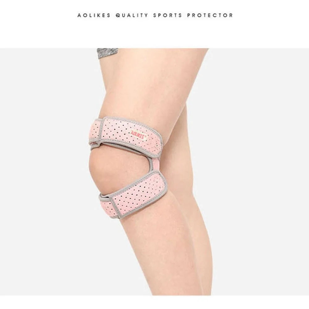 AOLIKES HX-7928 1PC Patella Knee Strap Adjustable Running Hiking Knee Brace Silicone Insert Knee Stabilizer for Men and Women to Prevent Knee Joint Pain - Pink - 4