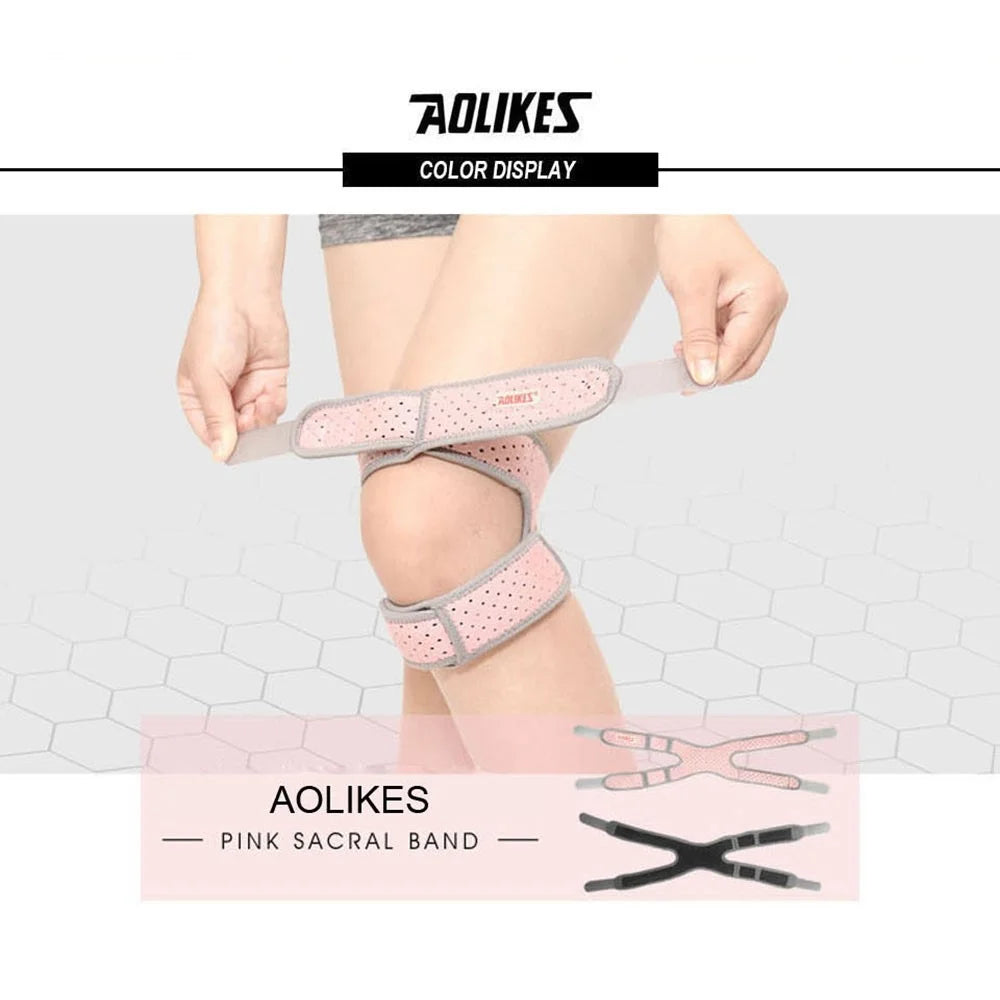 AOLIKES HX-7928 1PC Patella Knee Strap Adjustable Running Hiking Knee Brace Silicone Insert Knee Stabilizer for Men and Women to Prevent Knee Joint Pain - Pink - 5