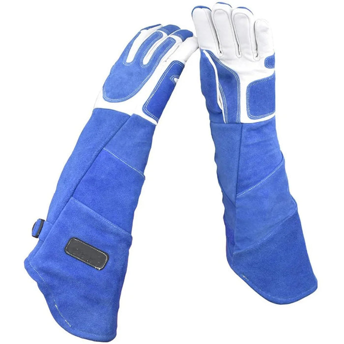 Bite-Proof Animal Handling Gloves Bird Handling Falcon Gloves Grabbing for Pet Training - Blue/M - 2