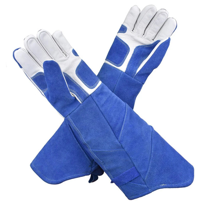 Bite-Proof Animal Handling Gloves Bird Handling Falcon Gloves Grabbing for Pet Training - Blue/M - 4