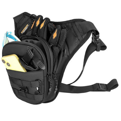RZAHUAHU Waterproof Motorcycle Leg Bag Waist Pouch Expandable Riding Pack Crossbody Bag - 1