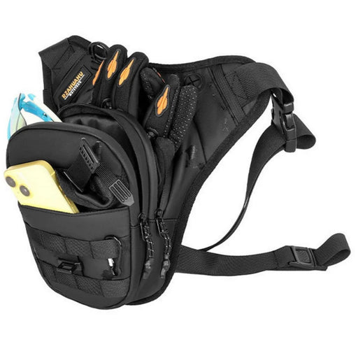 RZAHUAHU Waterproof Motorcycle Leg Bag Waist Pouch Expandable Riding Pack Crossbody Bag - 1