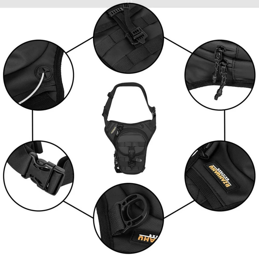 RZAHUAHU Waterproof Motorcycle Leg Bag Waist Pouch Expandable Riding Pack Crossbody Bag - 7