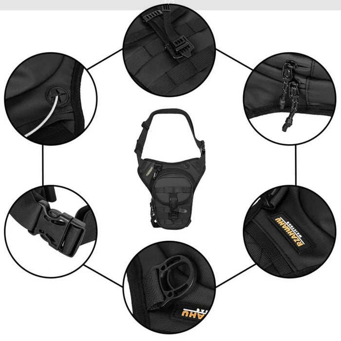 RZAHUAHU Waterproof Motorcycle Leg Bag Waist Pouch Expandable Riding Pack Crossbody Bag - 7
