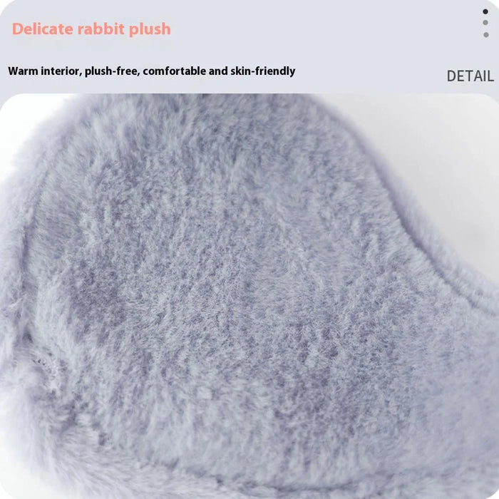 Warm Earmuffs Thick Rabbit Fur Ear Covers Winter Outdoor Cycling Windproof Ear Warmers - Grey - 6
