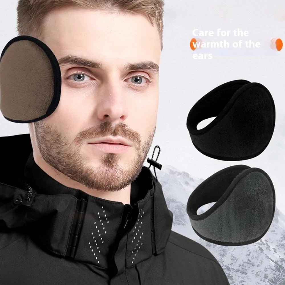 Winter Motorcycle Earmuffs Outdoor Skiing Ear Warmers Foldable Crystal Velvet Thermal Ear Covers - Black - 2