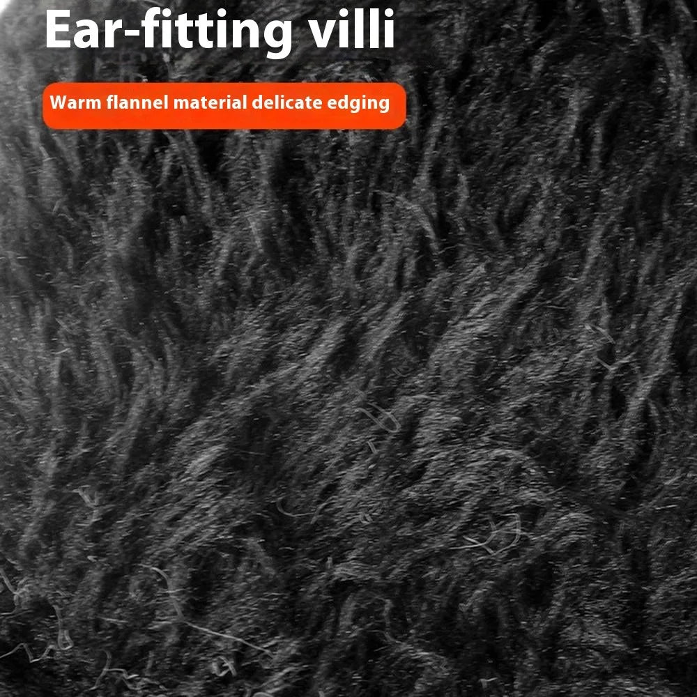 Winter Motorcycle Earmuffs Outdoor Skiing Ear Warmers Foldable Crystal Velvet Thermal Ear Covers - Black - 3
