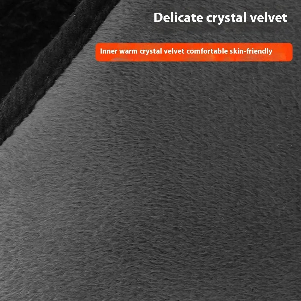 Winter Motorcycle Earmuffs Outdoor Skiing Ear Warmers Foldable Crystal Velvet Thermal Ear Covers - Black - 4