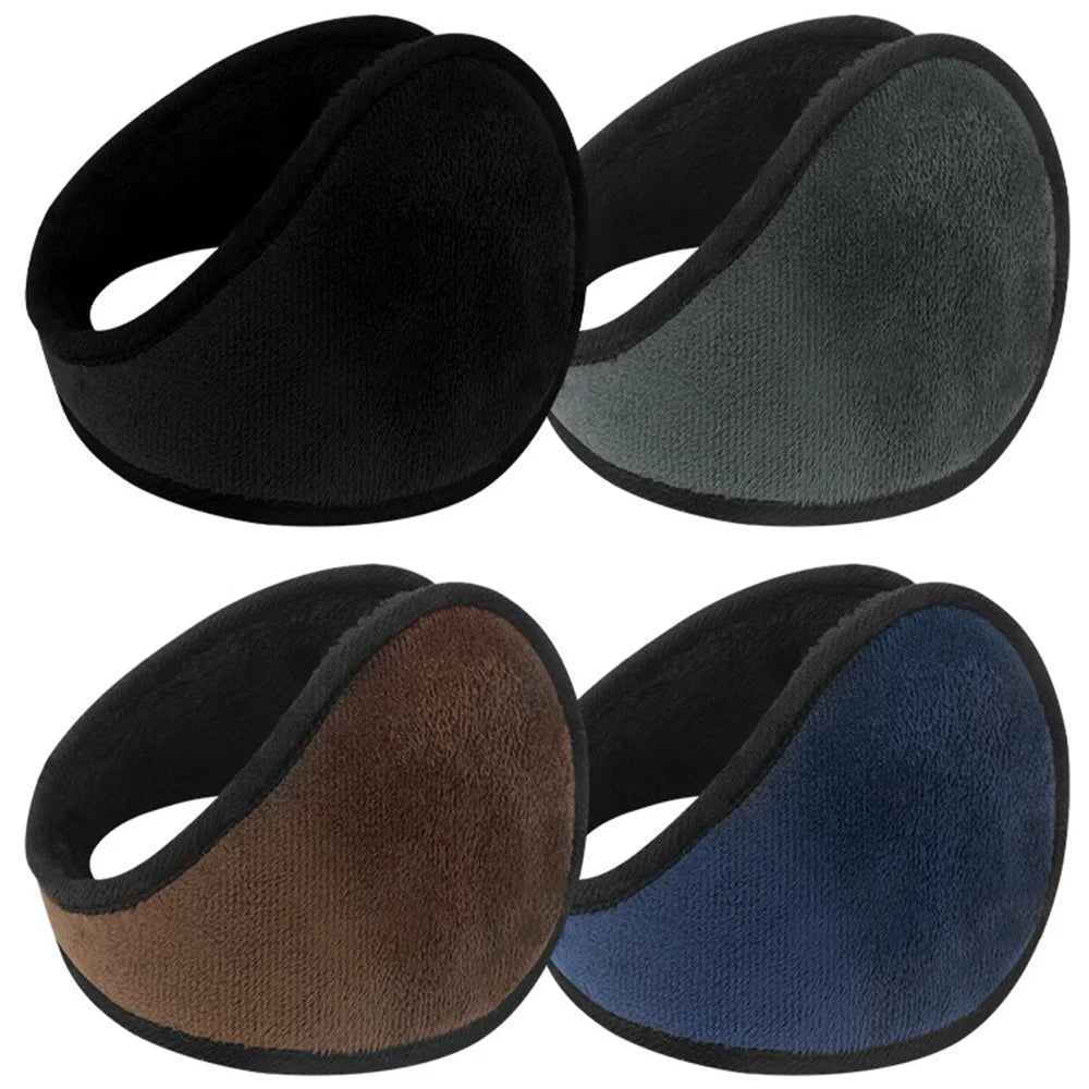 Winter Motorcycle Earmuffs Outdoor Skiing Ear Warmers Foldable Crystal Velvet Thermal Ear Covers - Black - 6